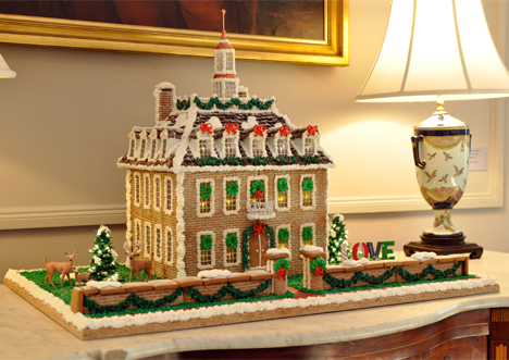 Full view of gingerbread governor's palace