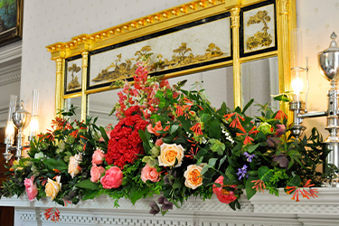 The floral arrangement in the Ladies' Parlor.