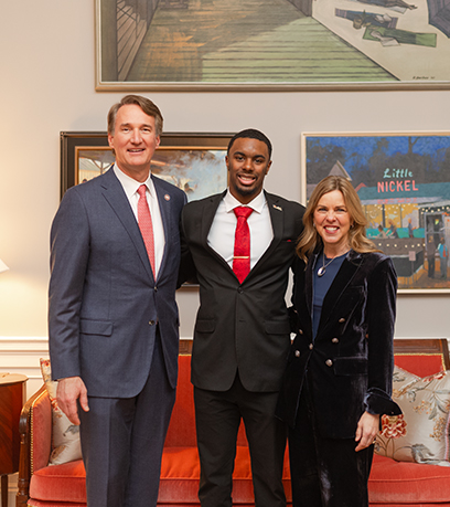 The Governor, a legislative assistant and the First Lady pose for a photo.