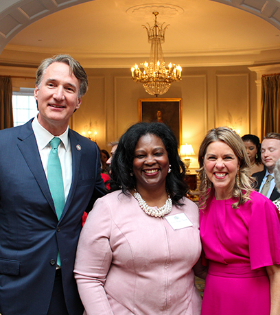 Left to right: Governor Glenn Youngkin, Lisa Hicks-Thomas, Suzanne Youngkin.