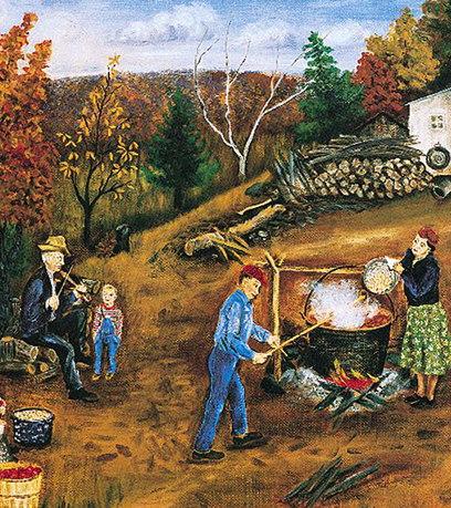 Queena Stovall's painting, 'Making Apple Butter.'