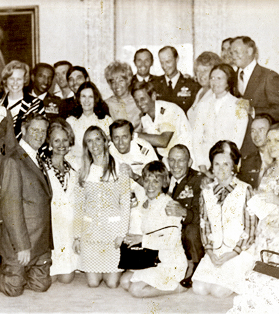 A 1973 photo of Governor Holton and a group of Vietnam War POWs.