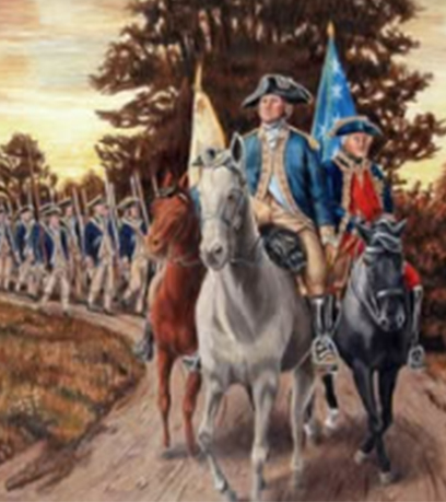 George Washington riding into Yorktown